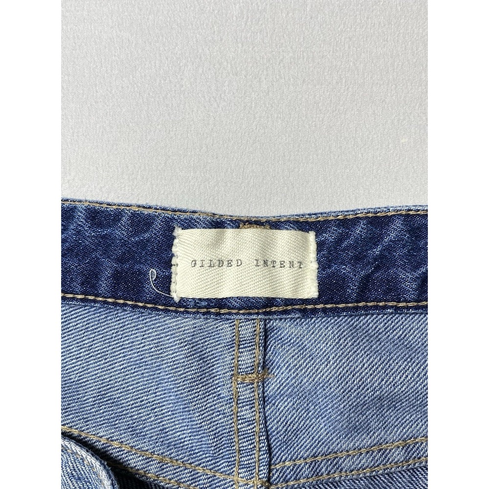 Gilded Intent Women 32 90s Straight Jeans High Rise Patchwork Blue Denim - Picture 7 of 11